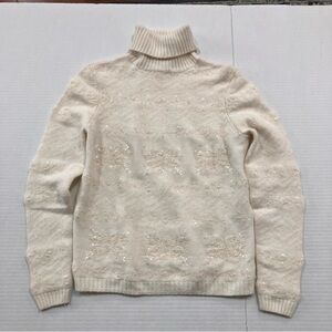 Vintage Talbots Cream Turtleneck Sweater Made from Lambs Wool, Wool, Cashmere…
